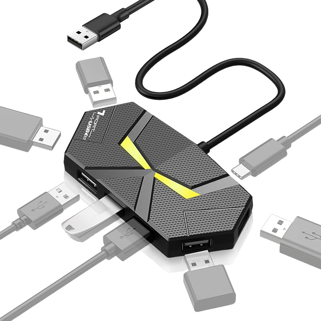 Verilux 7 USB Ports Colourful Ambient Light USB HUB Multi-Port Adapter USB 2.0 Verilux 7 USB Ports Colourful Ambient Light USB HUB Multi-Port Adapter USB 2.0